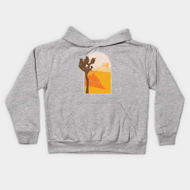 Joshua Tree Desert Minimalist Landscape Illustration Kids Hoodie by goodwordsco